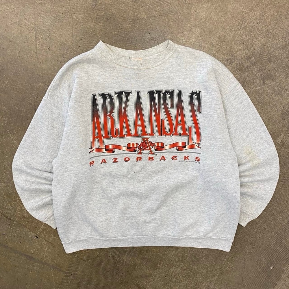Vintage University of Arkansas Razorbacks 90s Red Oak College Crewneck Size XL